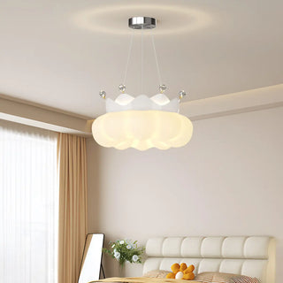 ZOWALA - White Cloud Crown Crystal Acrylic LED Kids Room Chandelier Image - 3