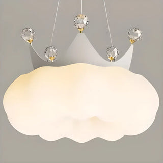 ZOWALA - White Cloud Crown Crystal Acrylic LED Kids Room Chandelier Image - 5