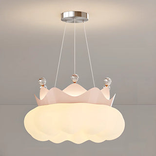 ZOWALA - White Cloud Crown Crystal Acrylic LED Kids Room Chandelier Image - 6