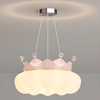 ZOWALA - White Cloud Crown Crystal Acrylic LED Kids Room Chandelier Image - 9