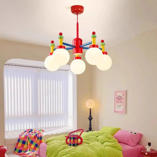 ZOWALA - Branch Ball Metal Bedroom Red 5-Light Kids Chandelier Image - 1
