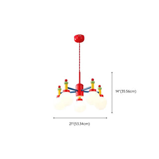 ZOWALA - Branch Ball Metal Bedroom Red 5-Light Kids Chandelier Image - 10