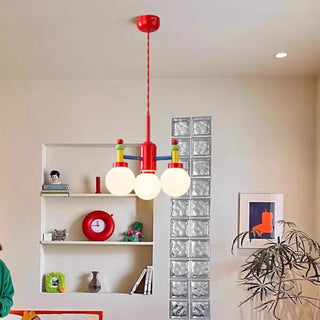 ZOWALA - Branch Ball Metal Bedroom Red 5-Light Kids Chandelier Image - 2