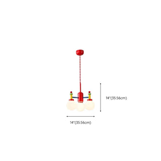 ZOWALA - Branch Ball Metal Bedroom Red 5-Light Kids Chandelier #size