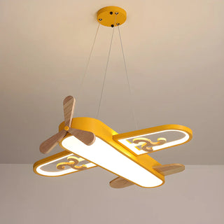 ZOWALA - Yellow Airplane Metal LED Medium Kids Room Chandelier Image - 2