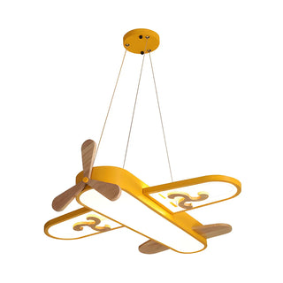 ZOWALA - Yellow Airplane Metal LED Medium Kids Room Chandelier Image - 3