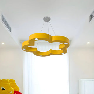 ZOWALA - Yellow Flower LED Metal Medium Kids Room Chandelier Image - 1