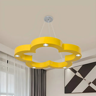 ZOWALA - Yellow Flower LED Metal Medium Kids Room Chandelier Image - 2