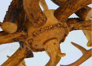 ZOWALA - Antler Candle Resin Living Room Large Farmhouse Chandelier Image - 11