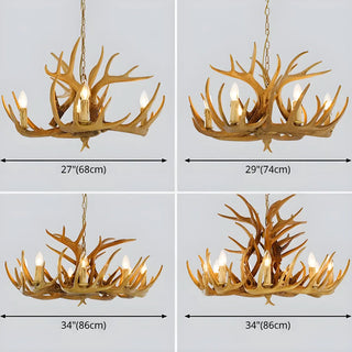 ZOWALA - Antler Candle Resin Living Room Large Farmhouse Chandelier #size