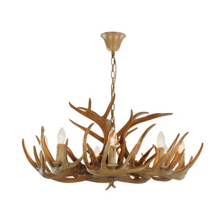 ZOWALA - Antler Candle Resin Living Room Large Farmhouse Chandelier Image - 4