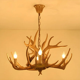 ZOWALA - Antler Candle Resin Living Room Large Farmhouse Chandelier Image - 6