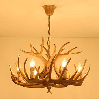 ZOWALA - Antler Candle Resin Living Room Large Farmhouse Chandelier Image - 8