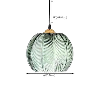 ZOWALA - Lime Green Textured Clear Glass Ball Pendant Light #size