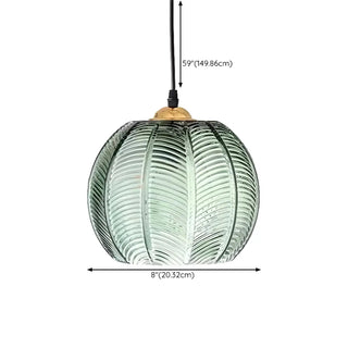 ZOWALA - Lime Green Textured Clear Glass Ball Pendant Light Image - 11