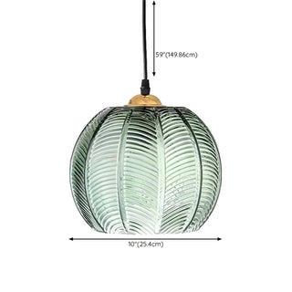 ZOWALA - Lime Green Textured Clear Glass Ball Pendant Light Image - 12