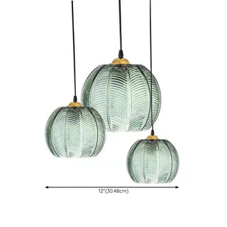 ZOWALA - Lime Green Textured Clear Glass Ball Pendant Light Image - 13