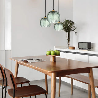 ZOWALA - Lime Green Textured Clear Glass Ball Pendant Light Image - 3