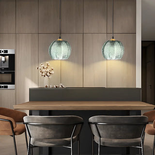 ZOWALA - Lime Green Textured Clear Glass Ball Pendant Light Image - 4