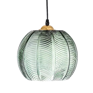 ZOWALA - Lime Green Textured Clear Glass Ball Pendant Light Image - 7