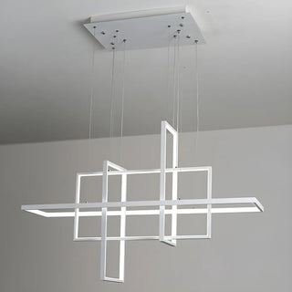 ZOWALA - Linear Square LED White Acrylic LED Island Chandelier Image - 10