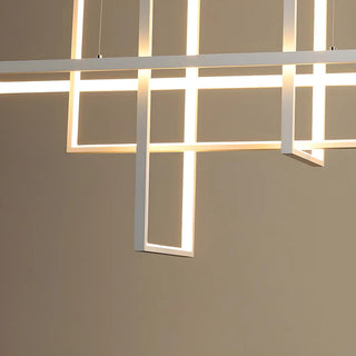 ZOWALA - Linear Square LED White Acrylic LED Island Chandelier Image - 11
