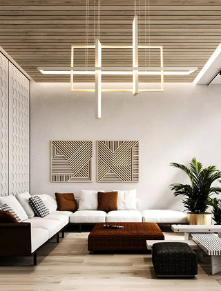 ZOWALA - Linear Square LED White Acrylic LED Island Chandelier Image - 12