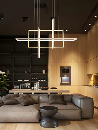 ZOWALA - Linear Square LED White Acrylic LED Island Chandelier Image - 13