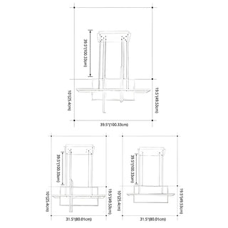ZOWALA - Linear Square LED White Acrylic LED Island Chandelier #size
