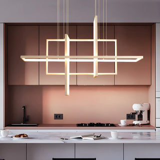 ZOWALA - Linear Square LED White Acrylic LED Island Chandelier Image - 3