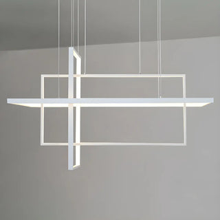 ZOWALA - Linear Square LED White Acrylic LED Island Chandelier Image - 5