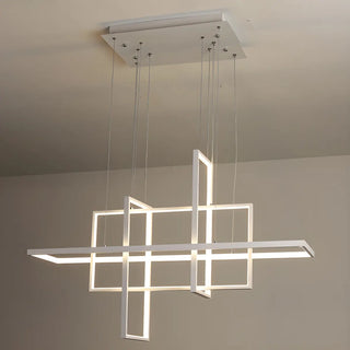 ZOWALA - Linear Square LED White Acrylic LED Island Chandelier Image - 7