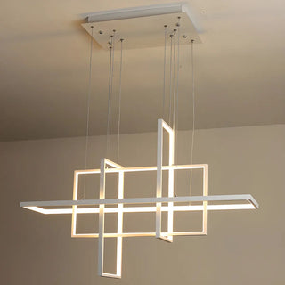ZOWALA - Linear Square LED White Acrylic LED Island Chandelier Image - 9