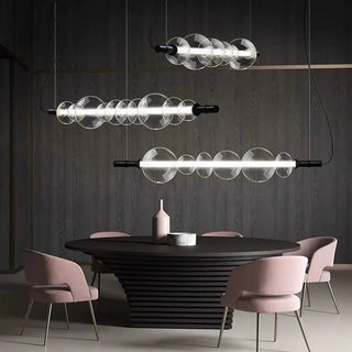 ZOWALA - Dining Room Linear Bubble Glass Island Pendant Light Image - 2
