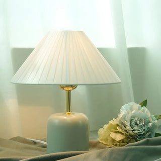 Living Room Elegant Cone Fabric Ceramic Table Lamp Zawala Image - 5