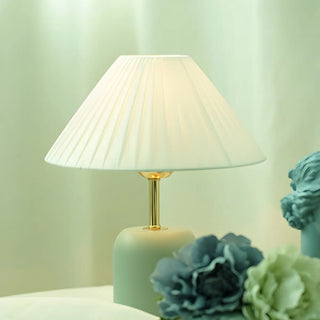Living Room Elegant Cone Fabric Ceramic Table Lamp Zawala Image - 6