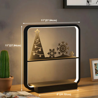 Artistic Black Tree Silhouette Square LED Table Lamp Zawala #size