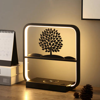 Artistic Black Tree Silhouette Square LED Table Lamp Zawala Image - 2