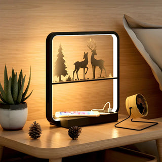Artistic Black Tree Silhouette Square LED Table Lamp Zawala Image - 4