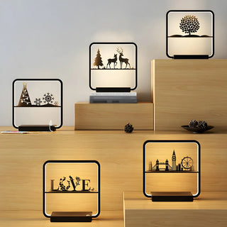 Artistic Black Tree Silhouette Square LED Table Lamp Zawala Image - 5