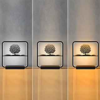 Artistic Black Tree Silhouette Square LED Table Lamp Zawala Image - 6
