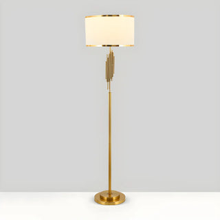 Luxurious Drum Shade Gold Metal LED Floor Lamp Zawala Image - 10