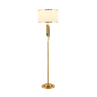 Luxurious Drum Shade Gold Metal LED Floor Lamp Zawala Image - 11