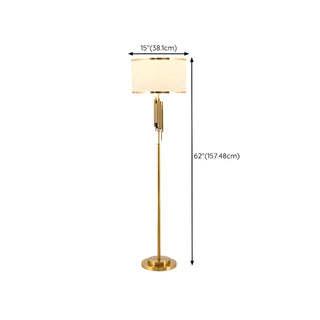 Luxurious Drum Shade Gold Metal LED Floor Lamp Zawala #size