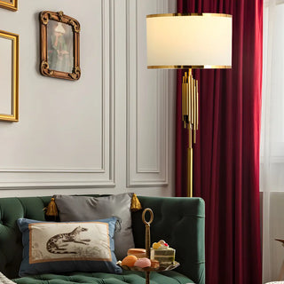 Luxurious Drum Shade Gold Metal LED Floor Lamp Zawala Image - 4