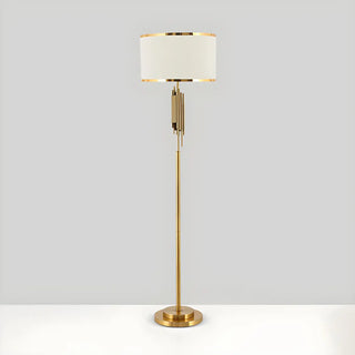 Luxurious Drum Shade Gold Metal LED Floor Lamp Zawala Image - 9