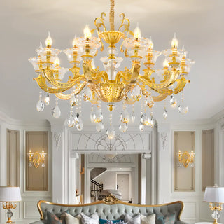 ZOWALA - Luxurious Grand Golden Crystal Chandelier Image - 15