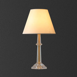 Elegant Crystal Base White Fabric Shade Table Lamp Zawala Image - 6