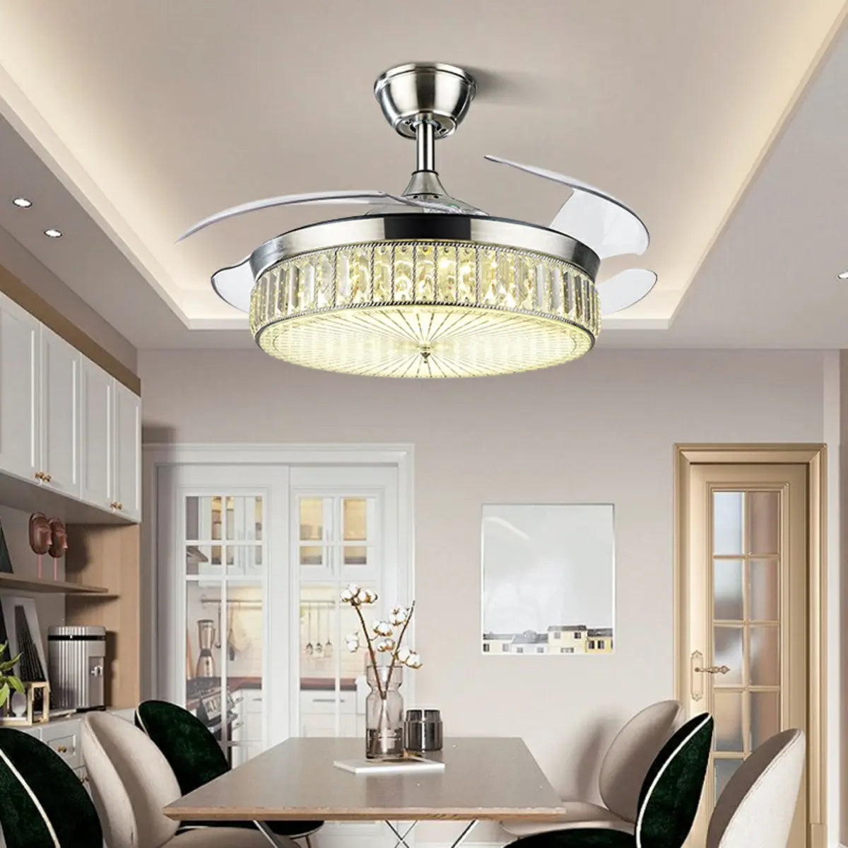 Luxurious Drum Chandelier Fan