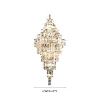 ZOWALA - Geometric Tiered Prismatic Crystal Chrome Foyer Chandelier Image - 10